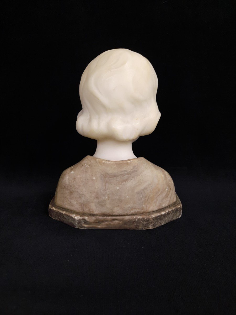 Sculpture En Albâtre - Buste d'Un Enfant (xixe Siècle)-photo-2