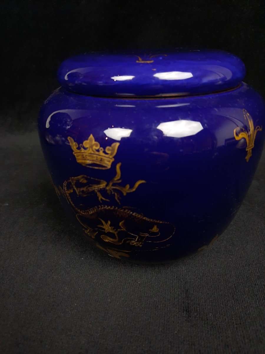 Porcelain Box With Fleur De Lys Decor (20th Century)-photo-3