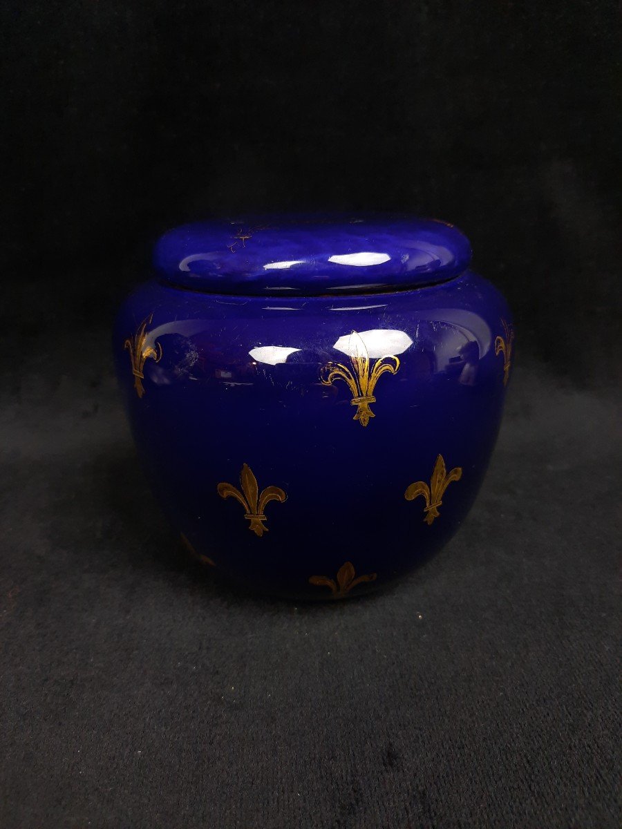 Porcelain Box With Fleur De Lys Decor (20th Century)-photo-4