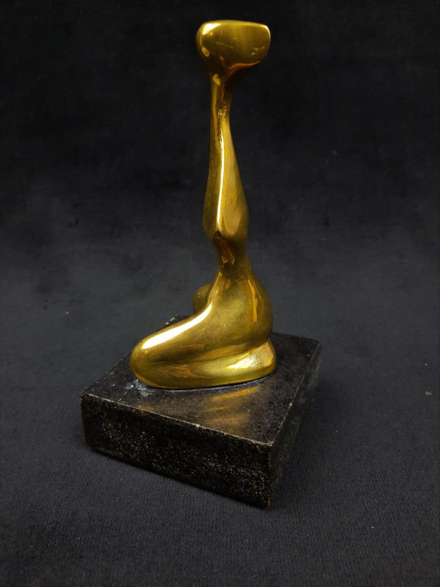 Petite Sculpture En Bronze Doré (xxe Siècle)-photo-3