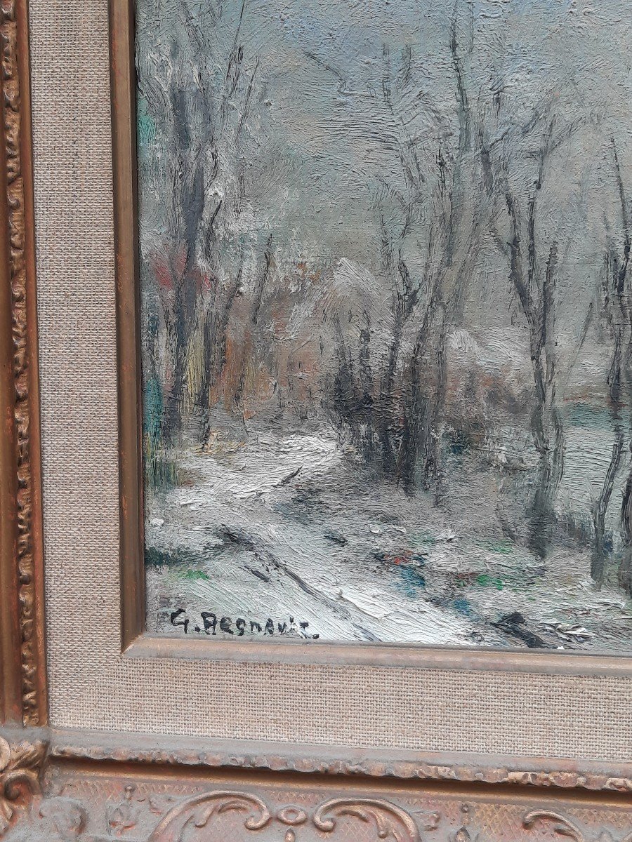 Georges Regnault (1898-1979) - Oil On Canvas - Winter Landscape-photo-2