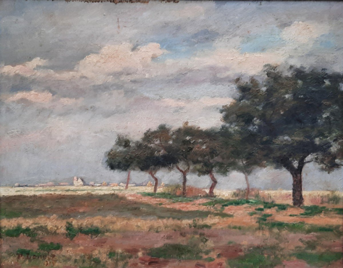 Huile Sur Panneau - Village De l'Oisème - De P. Lenoir (xxe Siècle)