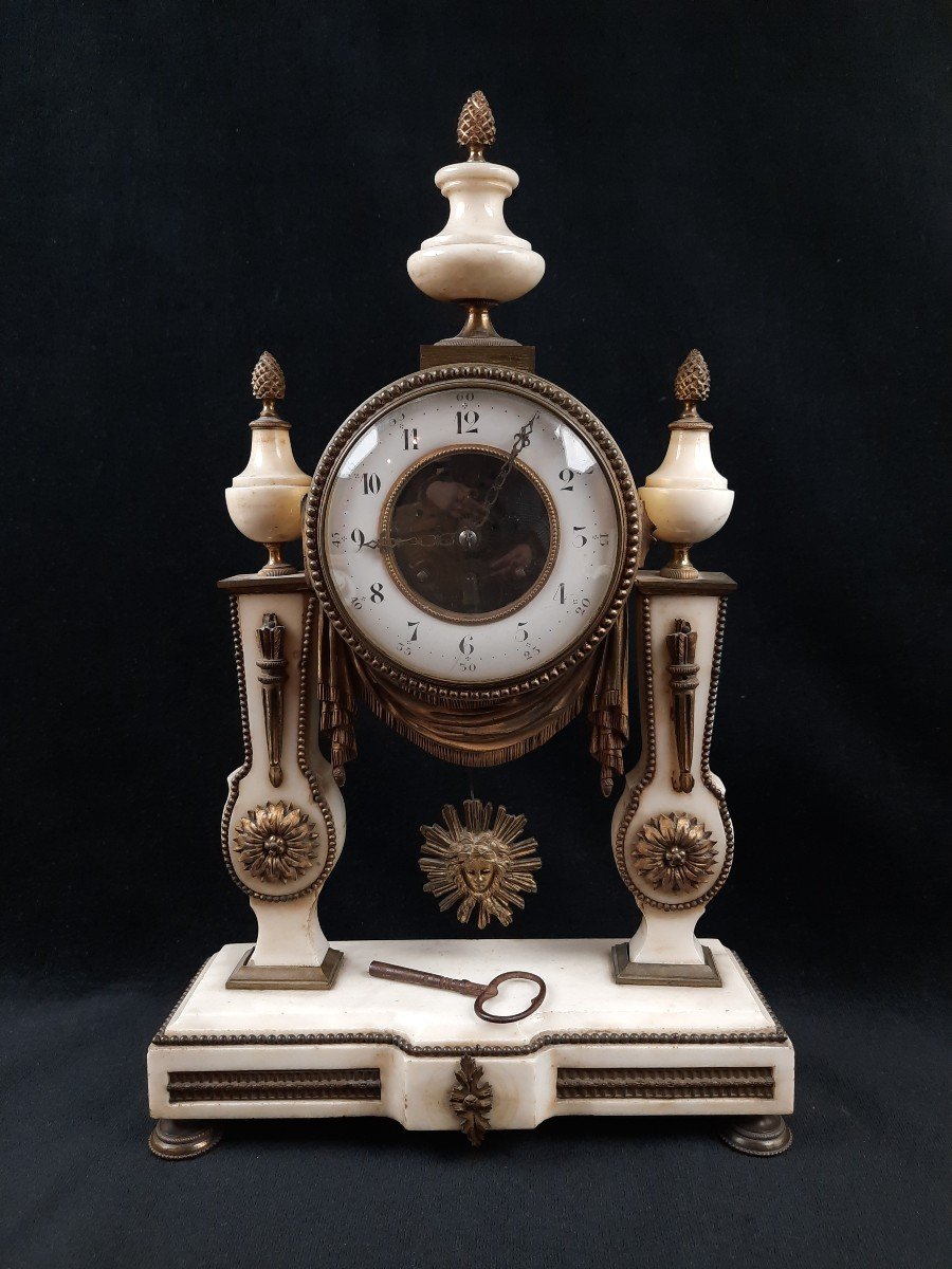 Marble Portico Clock Late 18th Century-photo-2
