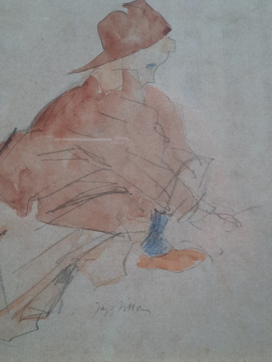 Jacques Villon (1875-1963) - Watercolor Of A Woman -photo-1