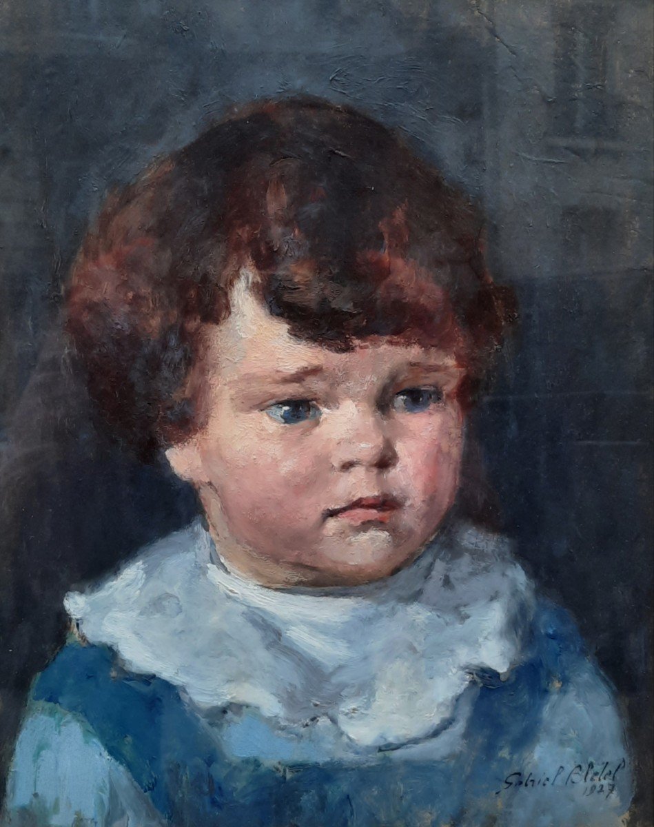 Gouache sur papier - Portrait d'enfant - Gabriel-Charles Blétel (XXe siècle)