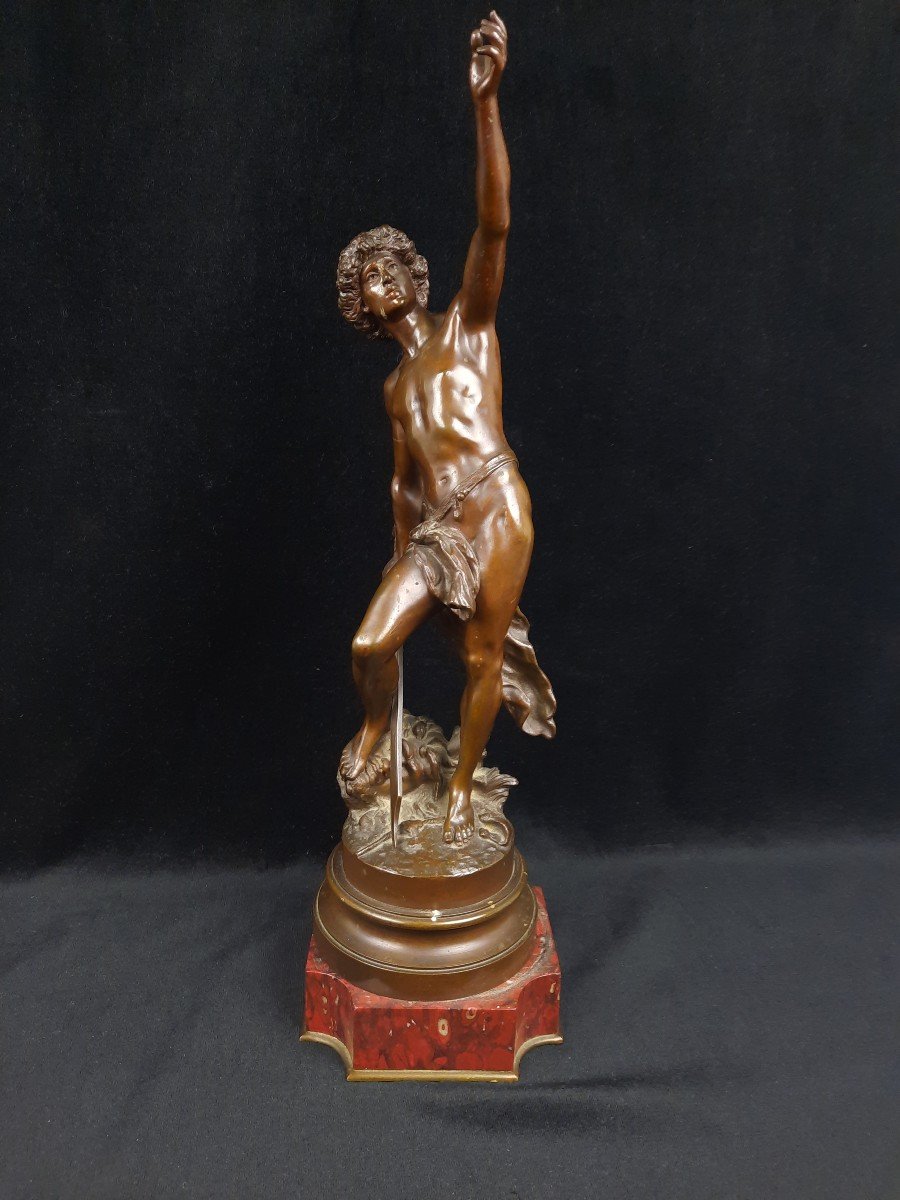Louis Gossin (1846-1928) - Bronze Of David And Goliath -photo-3