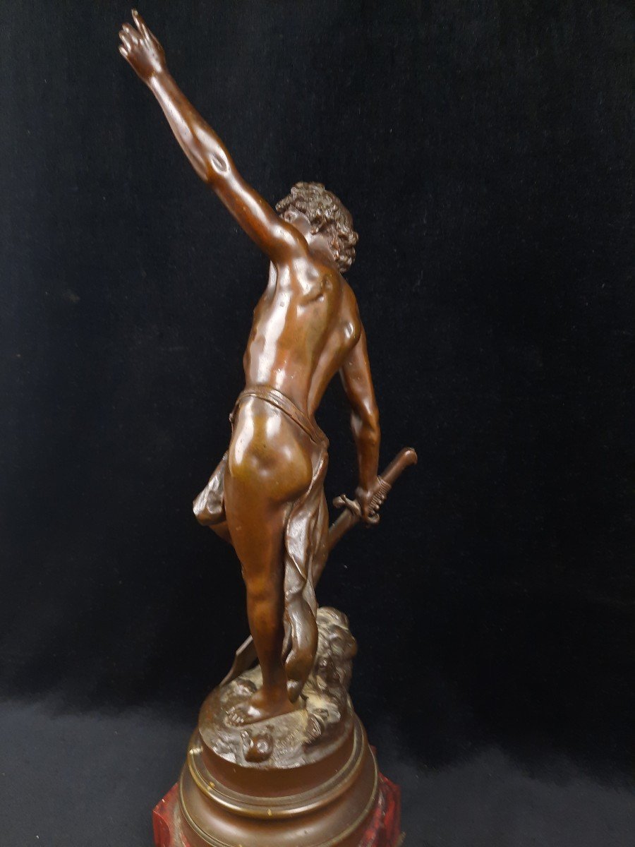 Louis Gossin (1846-1928) - Bronze Of David And Goliath -photo-4