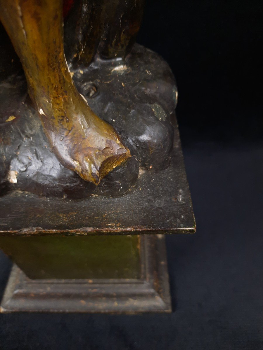 Sculpture En Bois Ange Adorateur (xixe Siècle)-photo-2