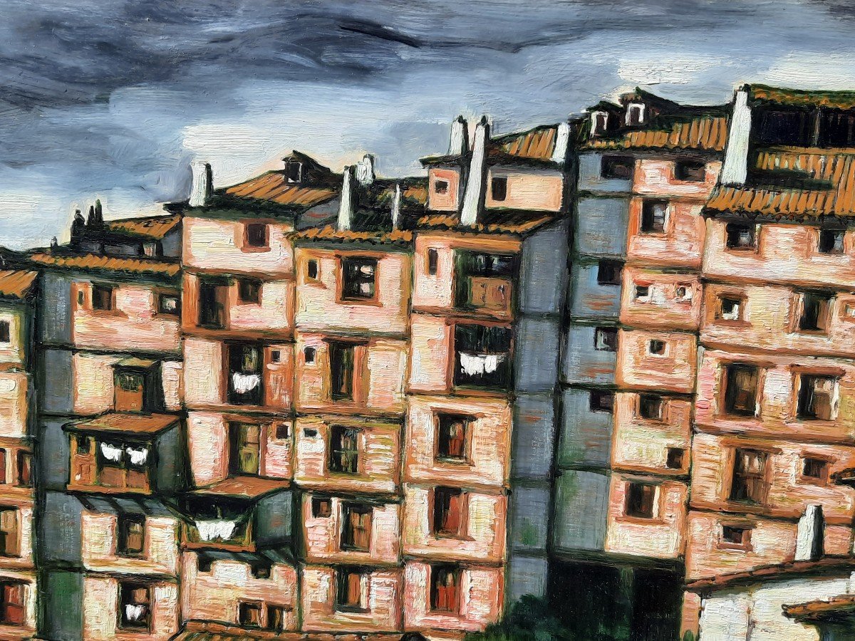 Pedro Trapero (1918-2005) - Oil On Panel - Urban Landscape-photo-2