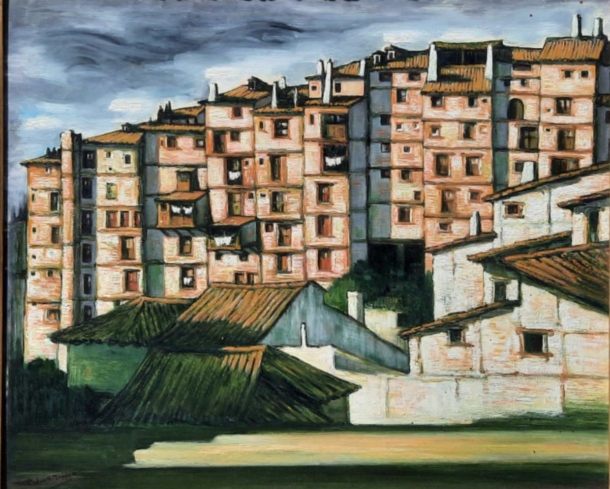 Pedro Trapero (1918-2005) - Oil On Panel - Urban Landscape