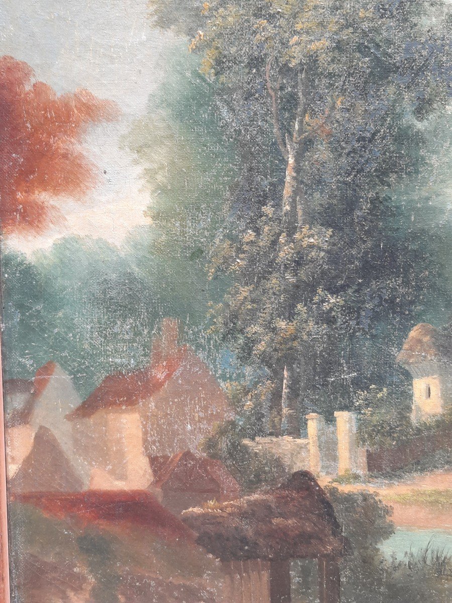 Oil On Canvas - Bucolic Landscape - 20th Century-photo-3