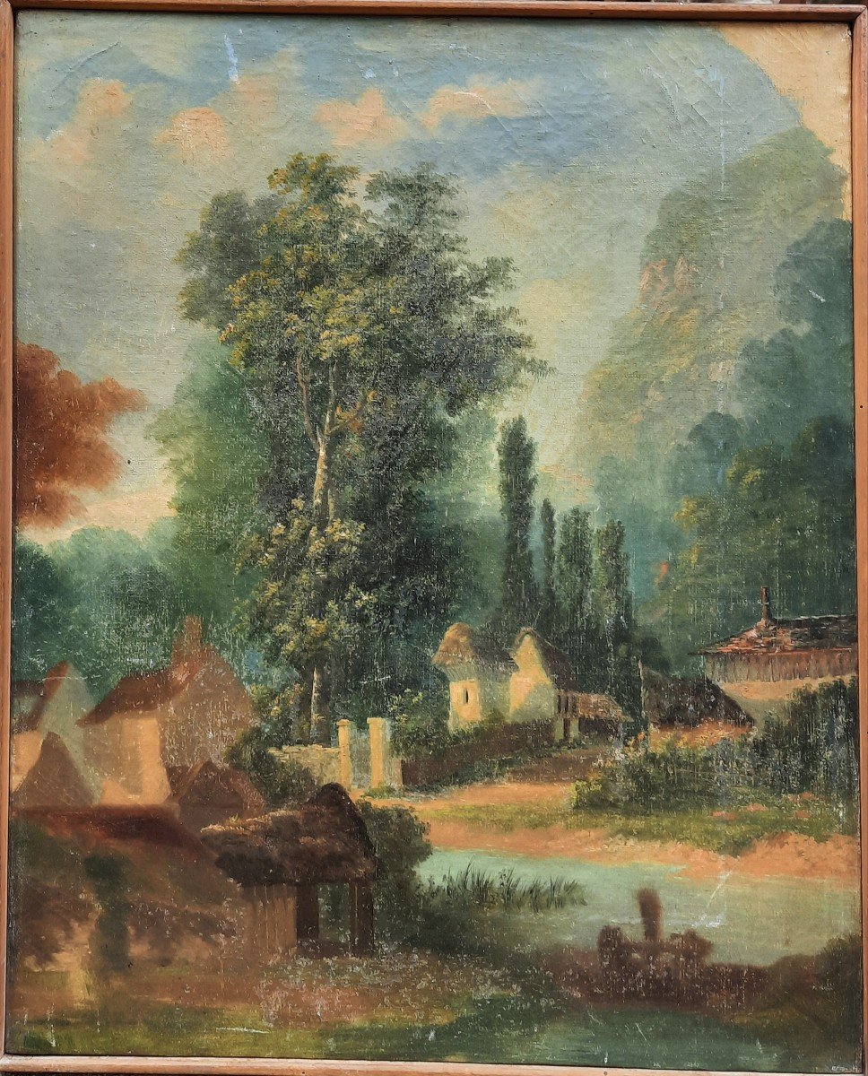 Oil On Canvas - Bucolic Landscape - 20th Century-photo-4
