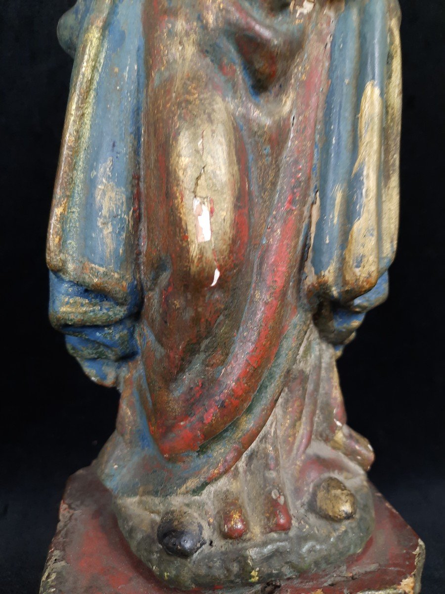 Sculpture En Bois - Vierge &agrave; l&#039;Enfant (xviiie Si&egrave;cle)-photo-2