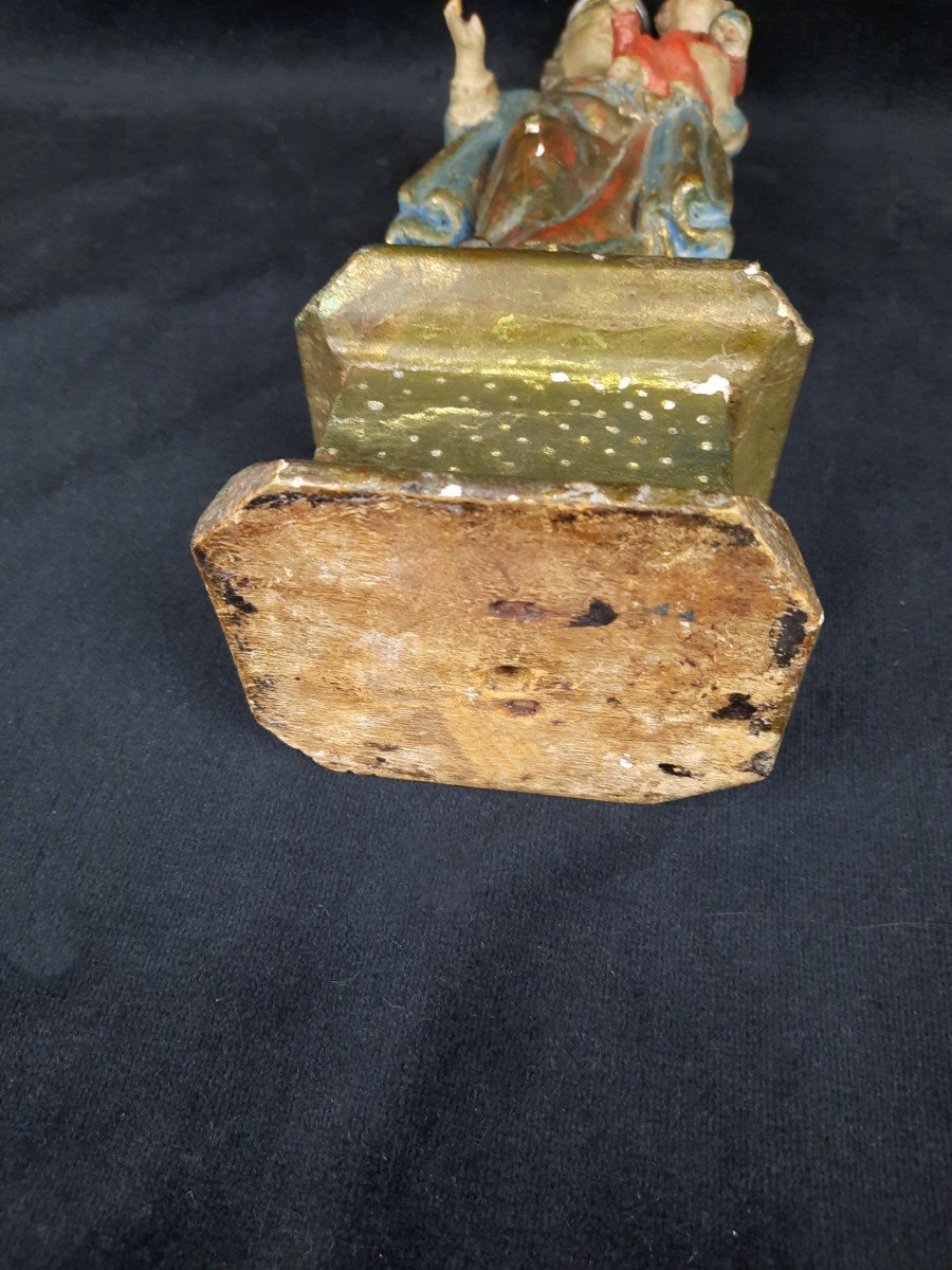 Sculpture En Bois - Vierge &agrave; l&#039;Enfant (xviiie Si&egrave;cle)-photo-3