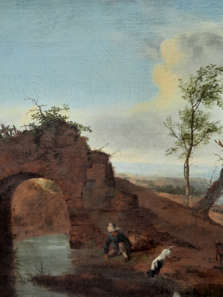 Huile Sur Toile - Paysage Romantique - XIXe Siècle-photo-3