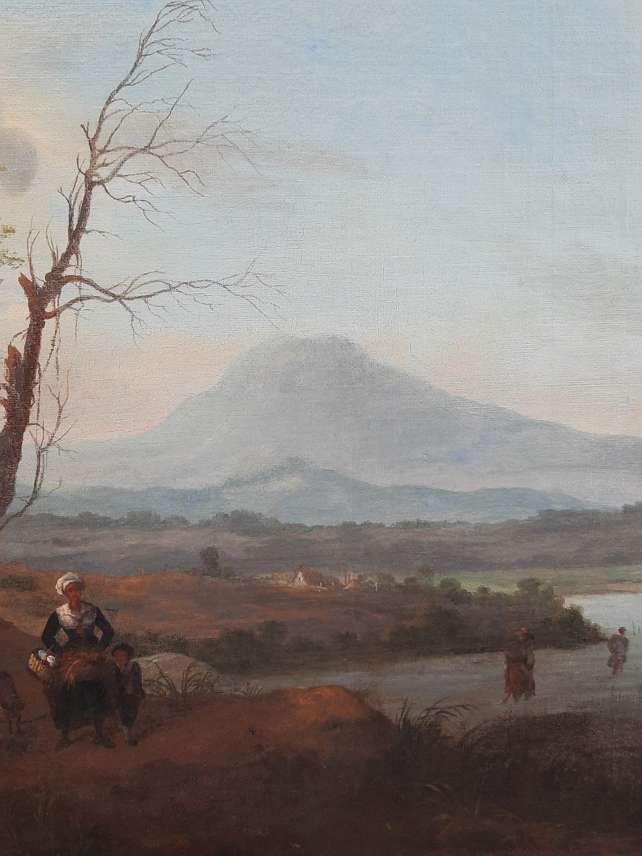 Huile Sur Toile - Paysage Romantique - XIXe Siècle-photo-2