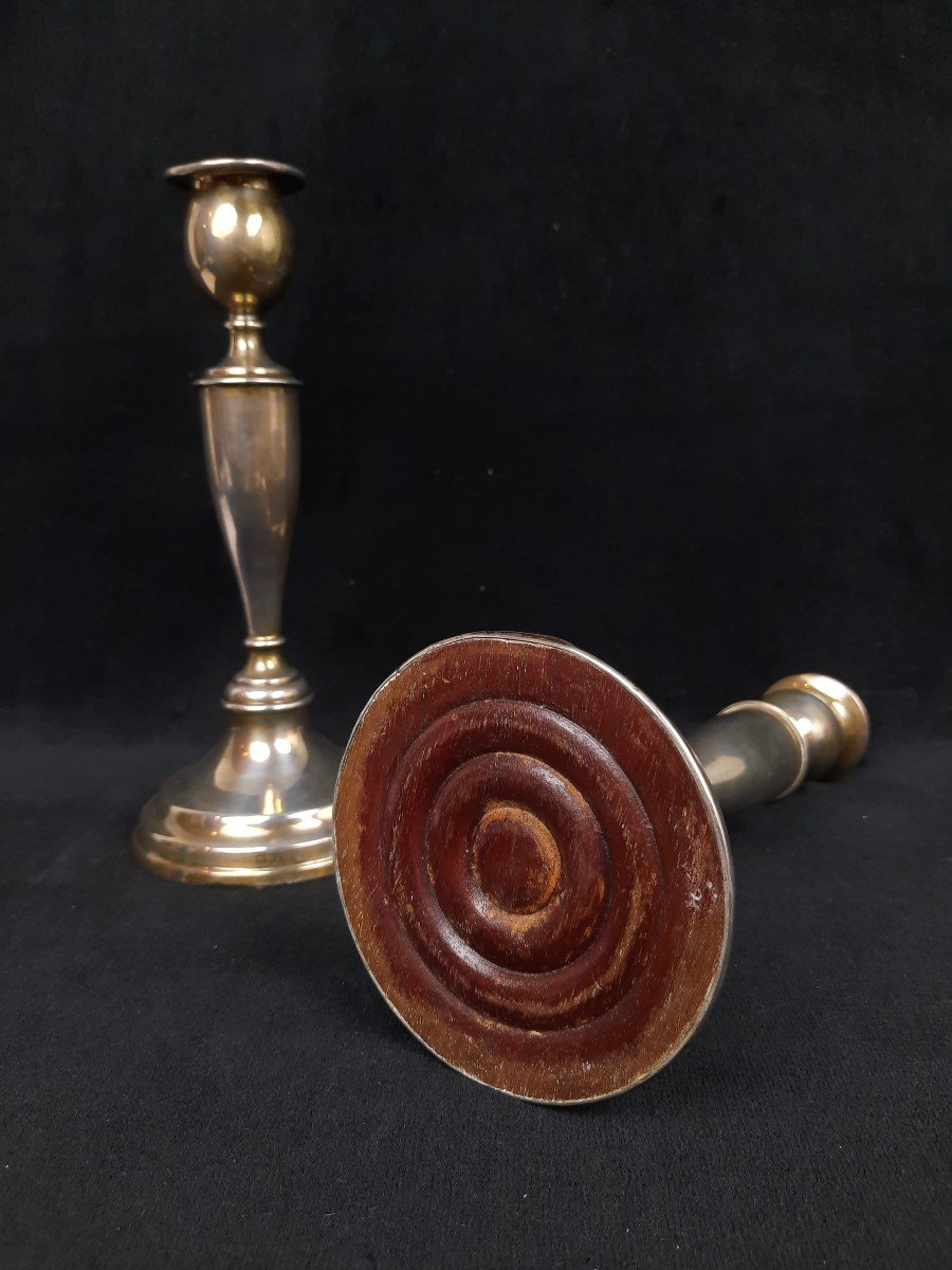 Pair Of English Silver Candlesticks -photo-2