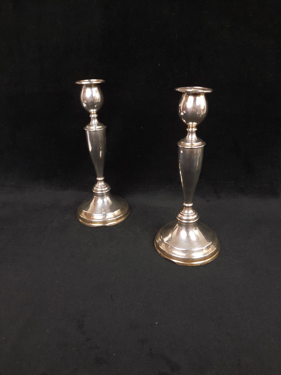 Pair Of English Silver Candlesticks -photo-3