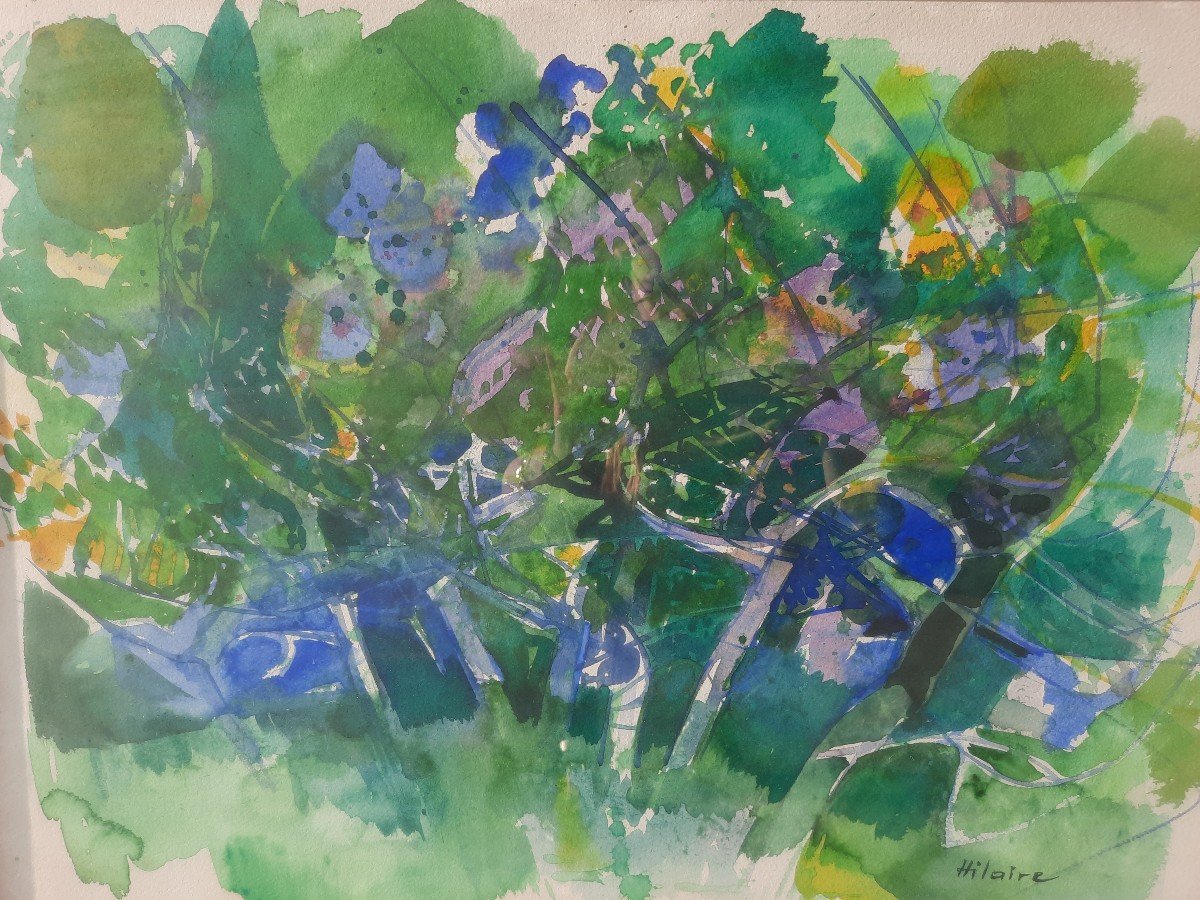 Camille Hilaire (1916-2004) - Abstract Watercolor -photo-2