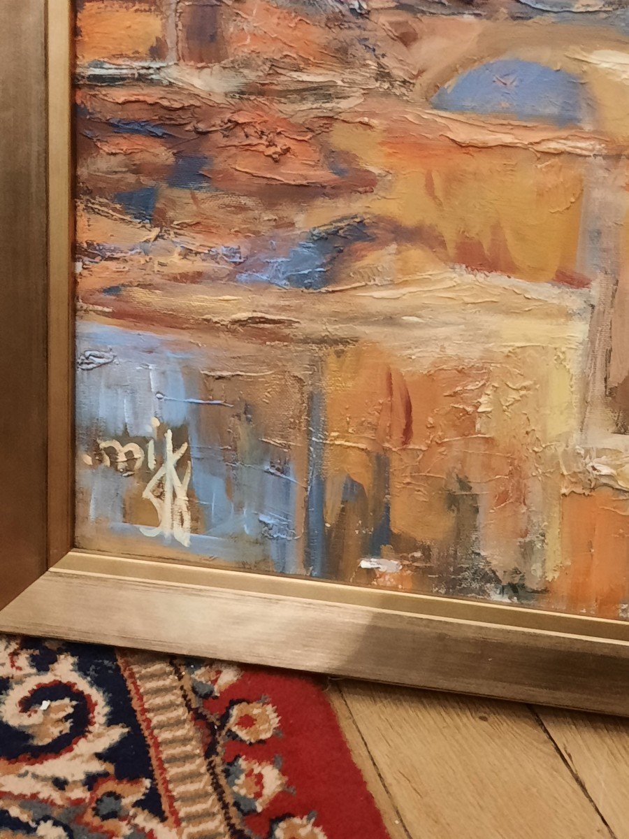 Ora Oz - Oil On Canvas - The Wailing Wall (20th Century)-photo-2