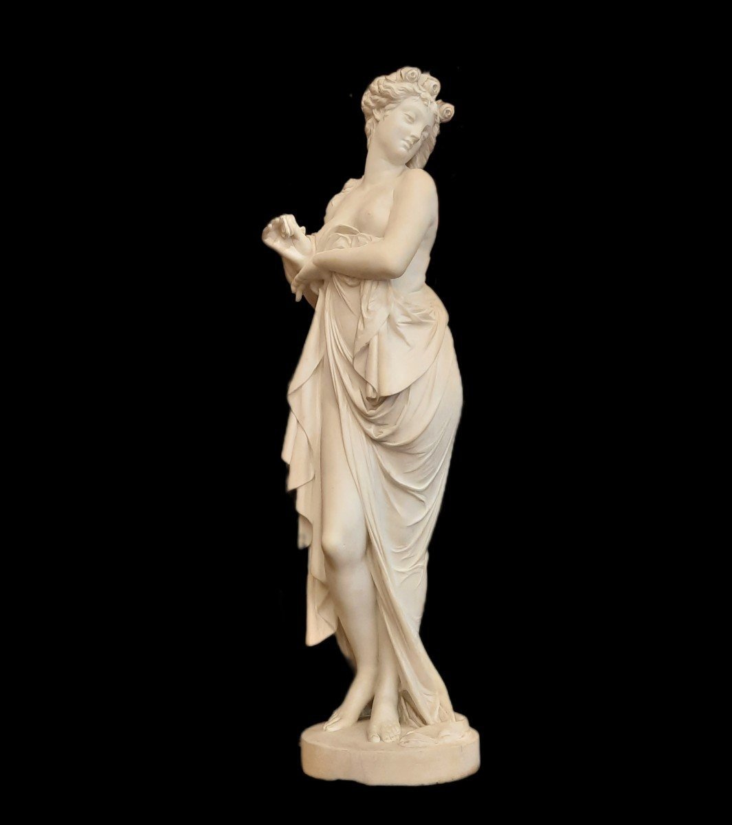 Pair Of Marble Sculptures Of Nymphs - Carrier B (19th Century)-photo-5