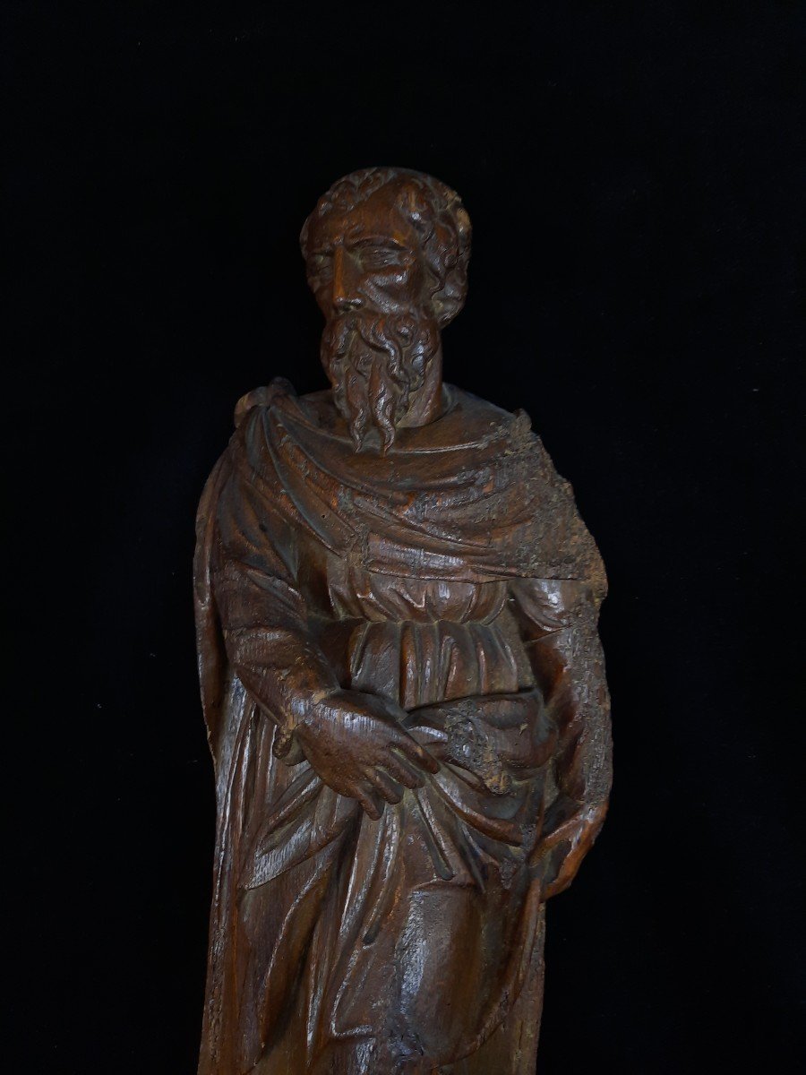 Wooden Sculpture - Saint Matthieu - 18th Century-photo-2