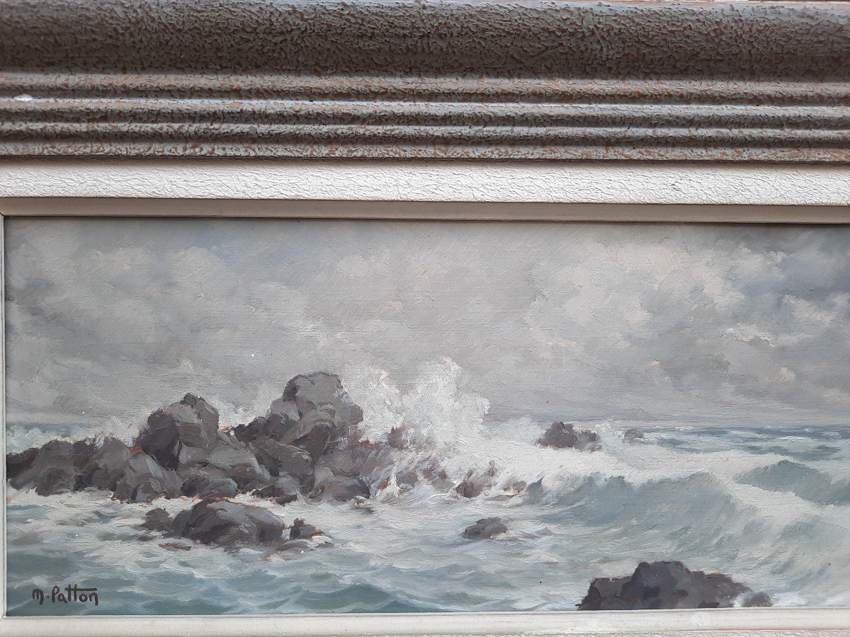Huile Sur Panneau - La Vague - Maurice Patton (xxe Si&egrave;cle)-photo-1