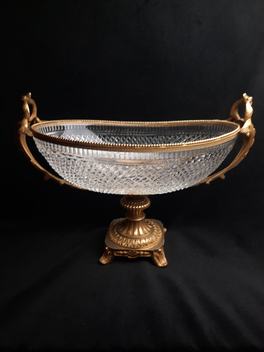 Baccarat - Centre De Table En Cristal Et Bronze-photo-3