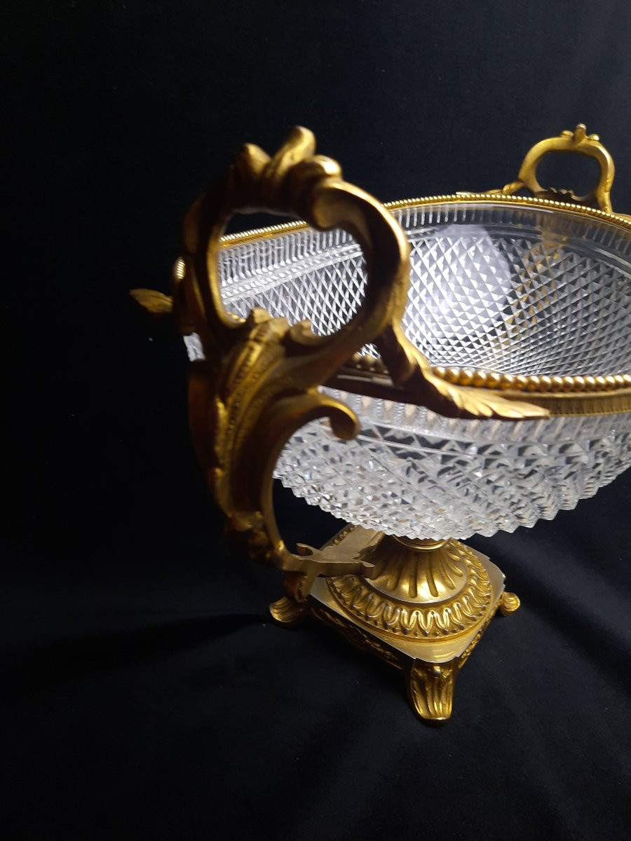 Baccarat - Centre De Table En Cristal Et Bronze-photo-2
