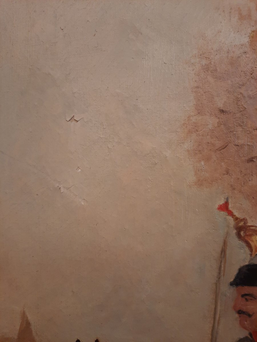 Oil On Canvas - Hussar On Horseback - A. De Laprade (20th Century)-photo-2