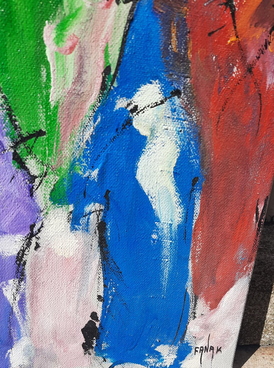 Fanak (1958) - Huile Sur Toile - La Foule -photo-3
