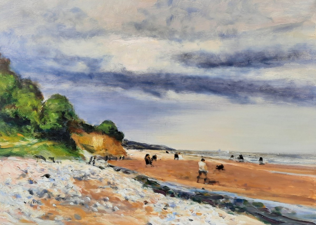 Gaston Sebire (1920-2001) - Huile Sur Toile - La Grève En Normandie
