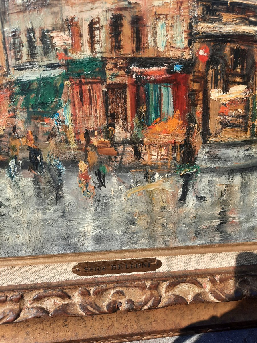 Serge Belloni (1925-2005) - Huile Sur Panneau - Vue De Paris-photo-2