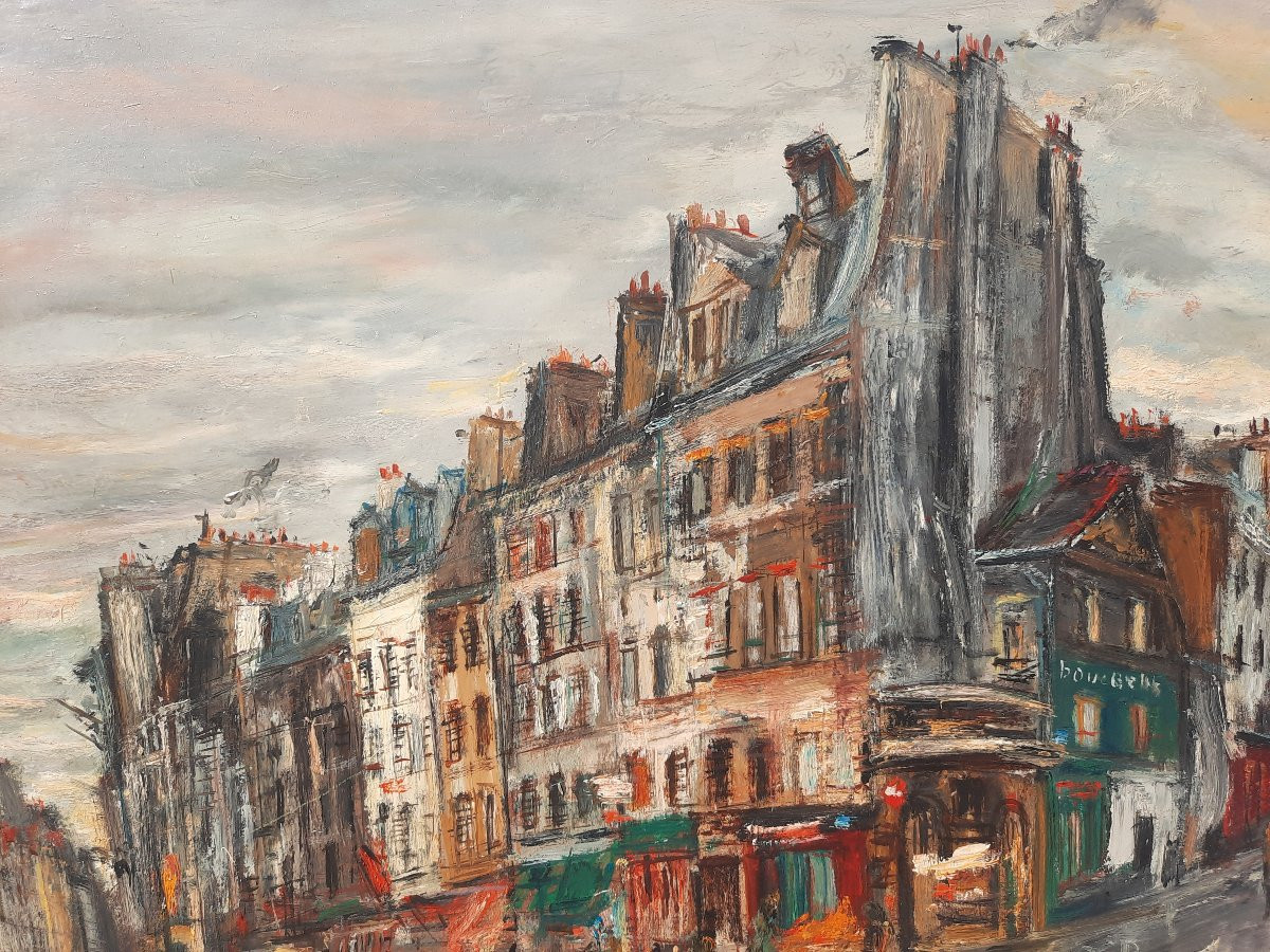Serge Belloni (1925-2005) - Huile Sur Panneau - Vue De Paris-photo-3
