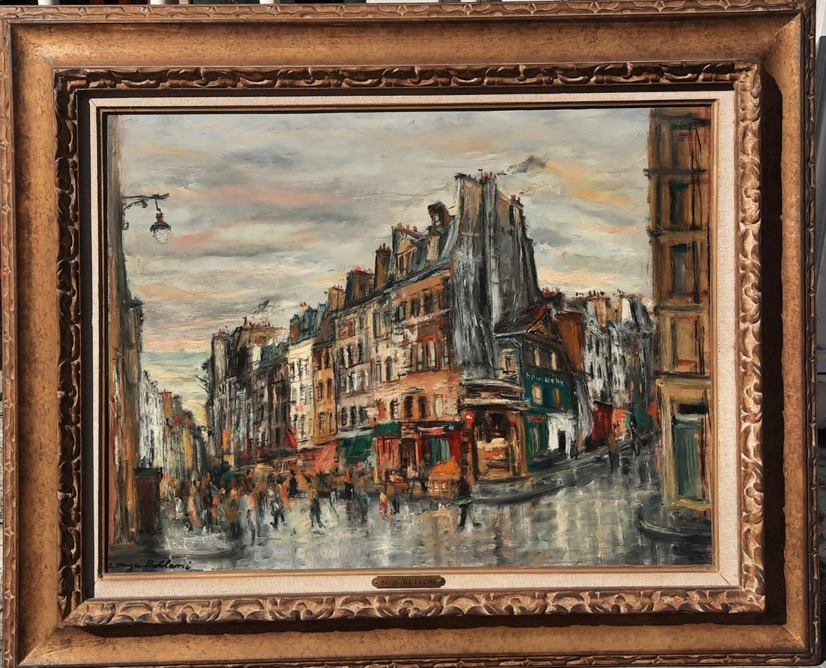 Serge Belloni (1925-2005) - Huile Sur Panneau - Vue De Paris-photo-4