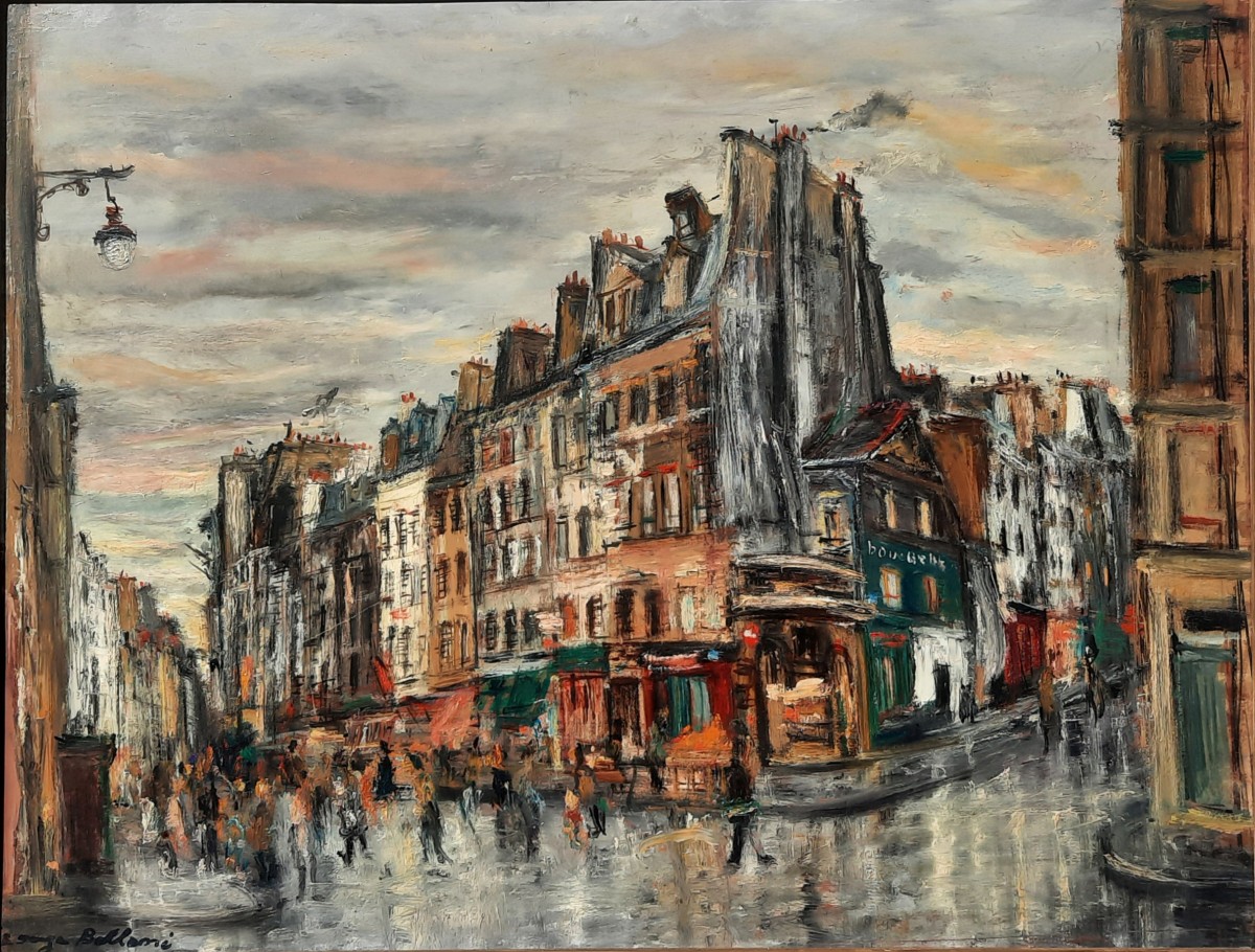 Serge Belloni (1925-2005) - Huile Sur Panneau - Vue De Paris