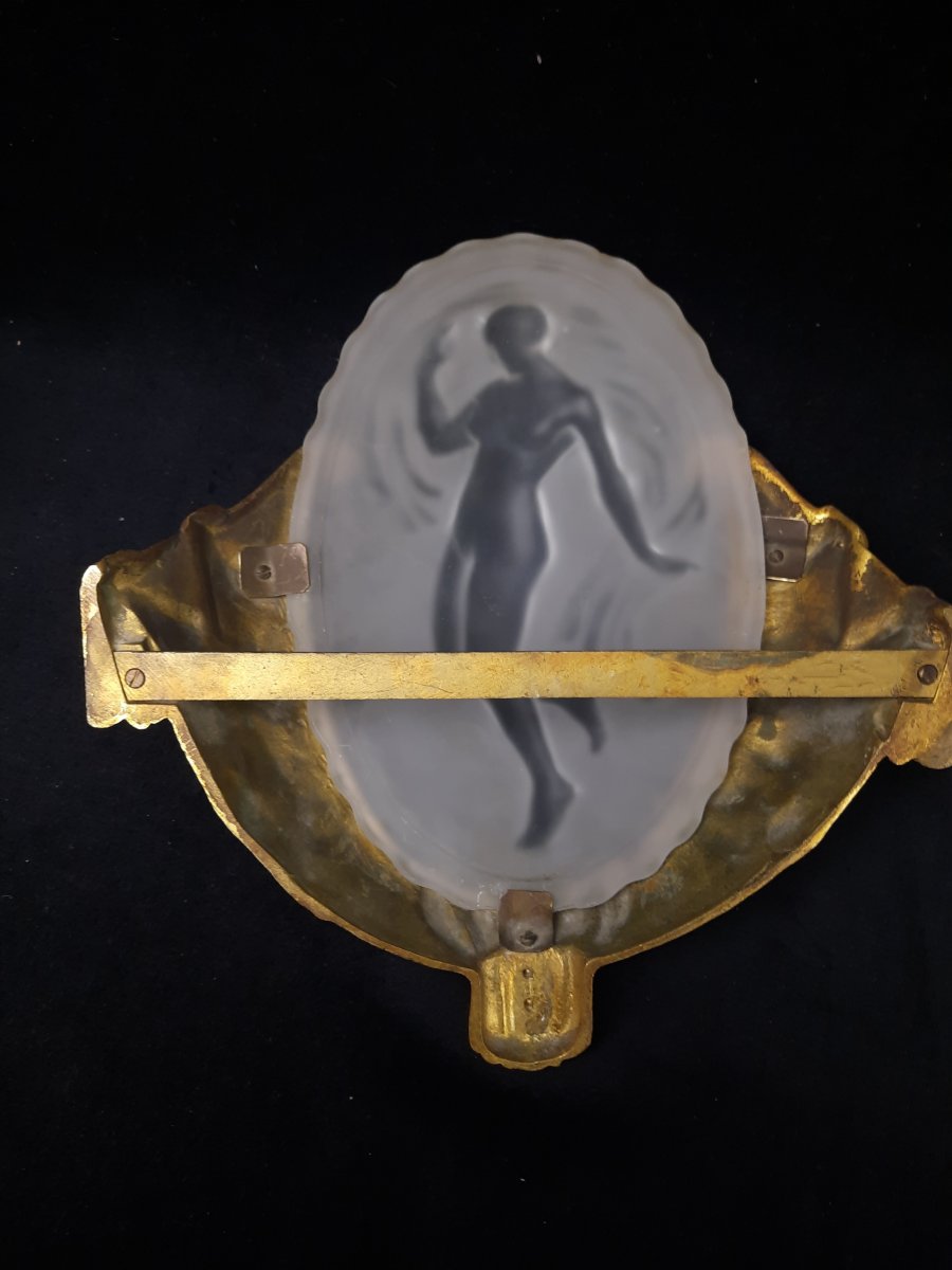Muller Frères - Paire d'Appliques En Bronze Et Verre Art Déco-photo-3