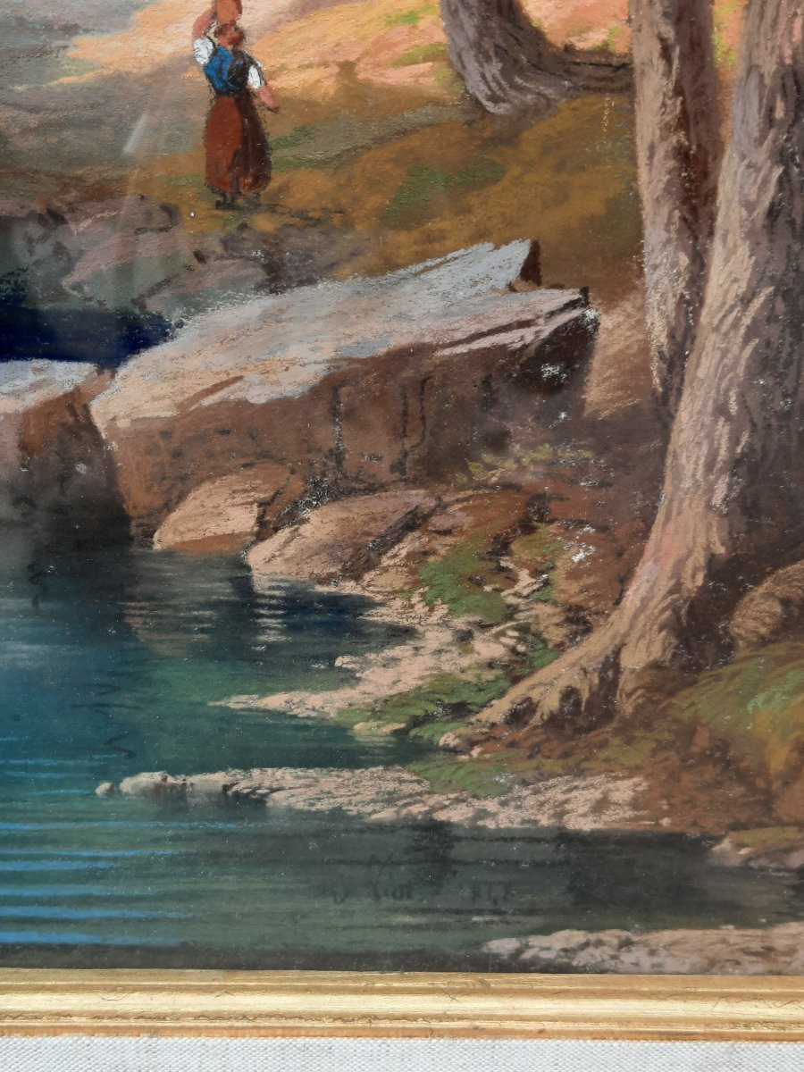 Antony Viot (1817-1866) - Gouache Sur Papier - Paysage-photo-2