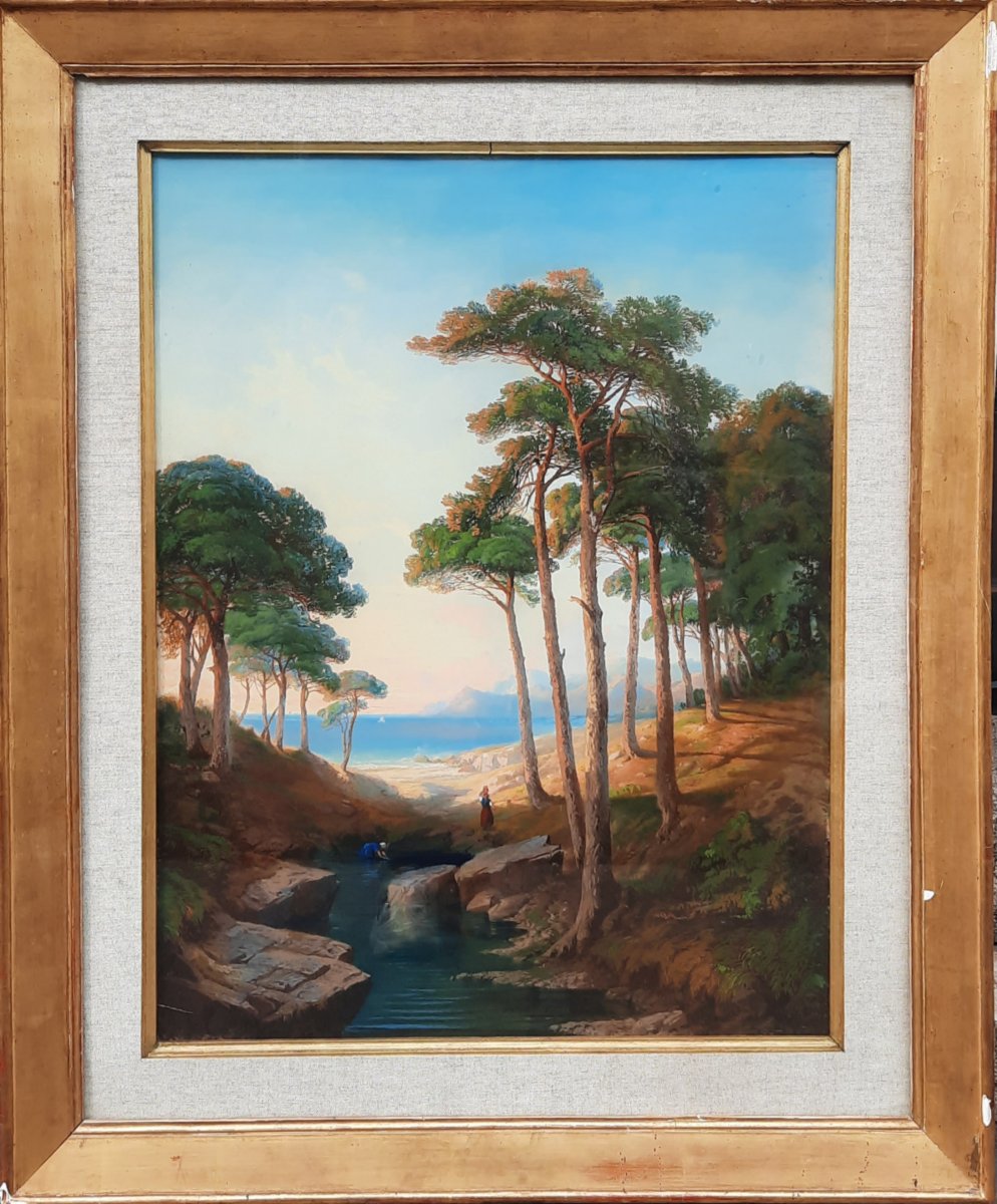 Antony Viot (1817-1866) - Gouache Sur Papier - Paysage-photo-3
