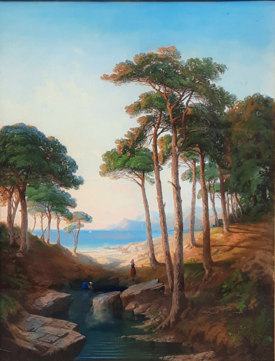 Antony Viot (1817-1866) - Gouache Sur Papier - Paysage-photo-4