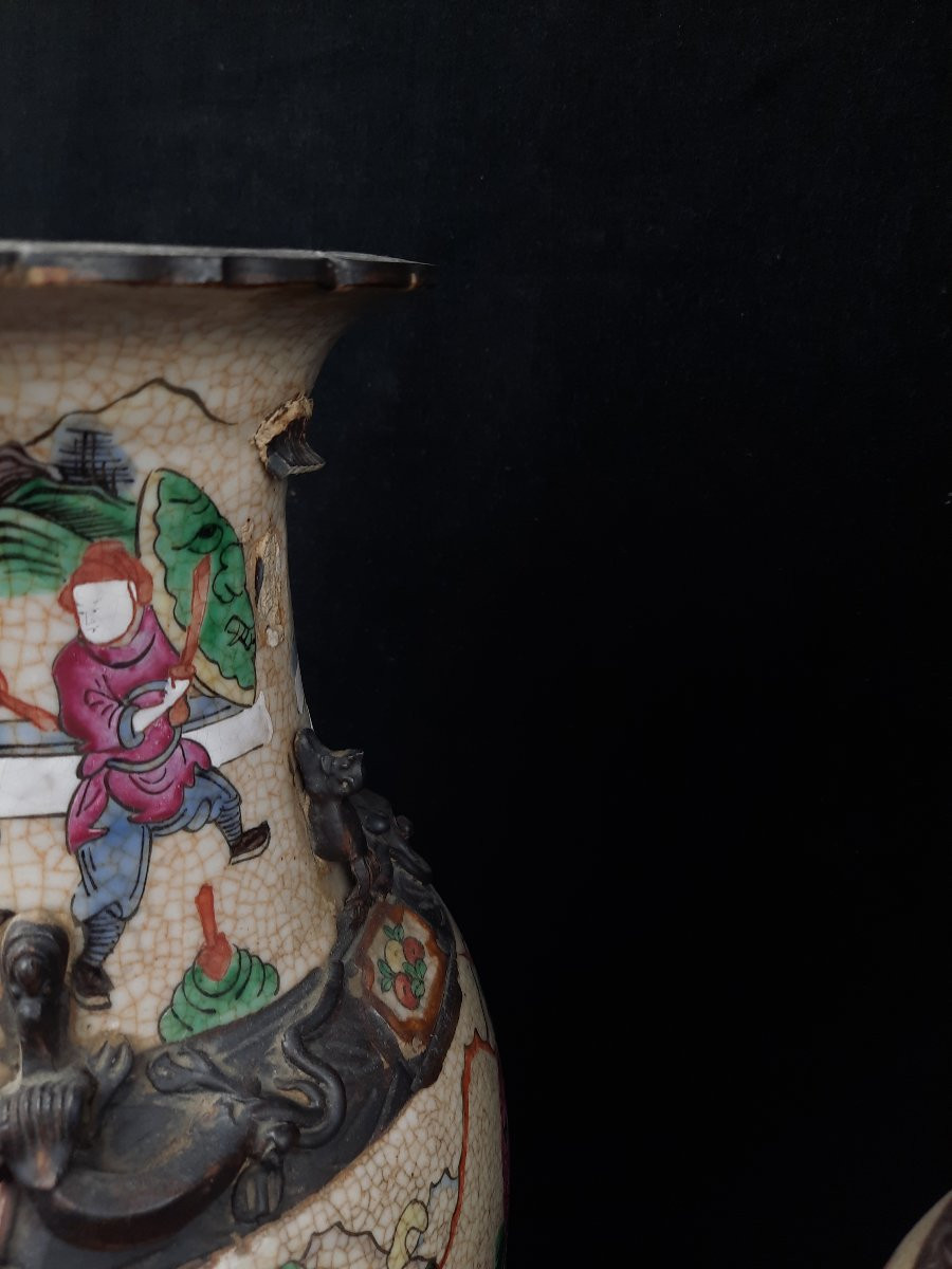 Pair Of Nanking Porcelain Vases - China (19th Century)-photo-2