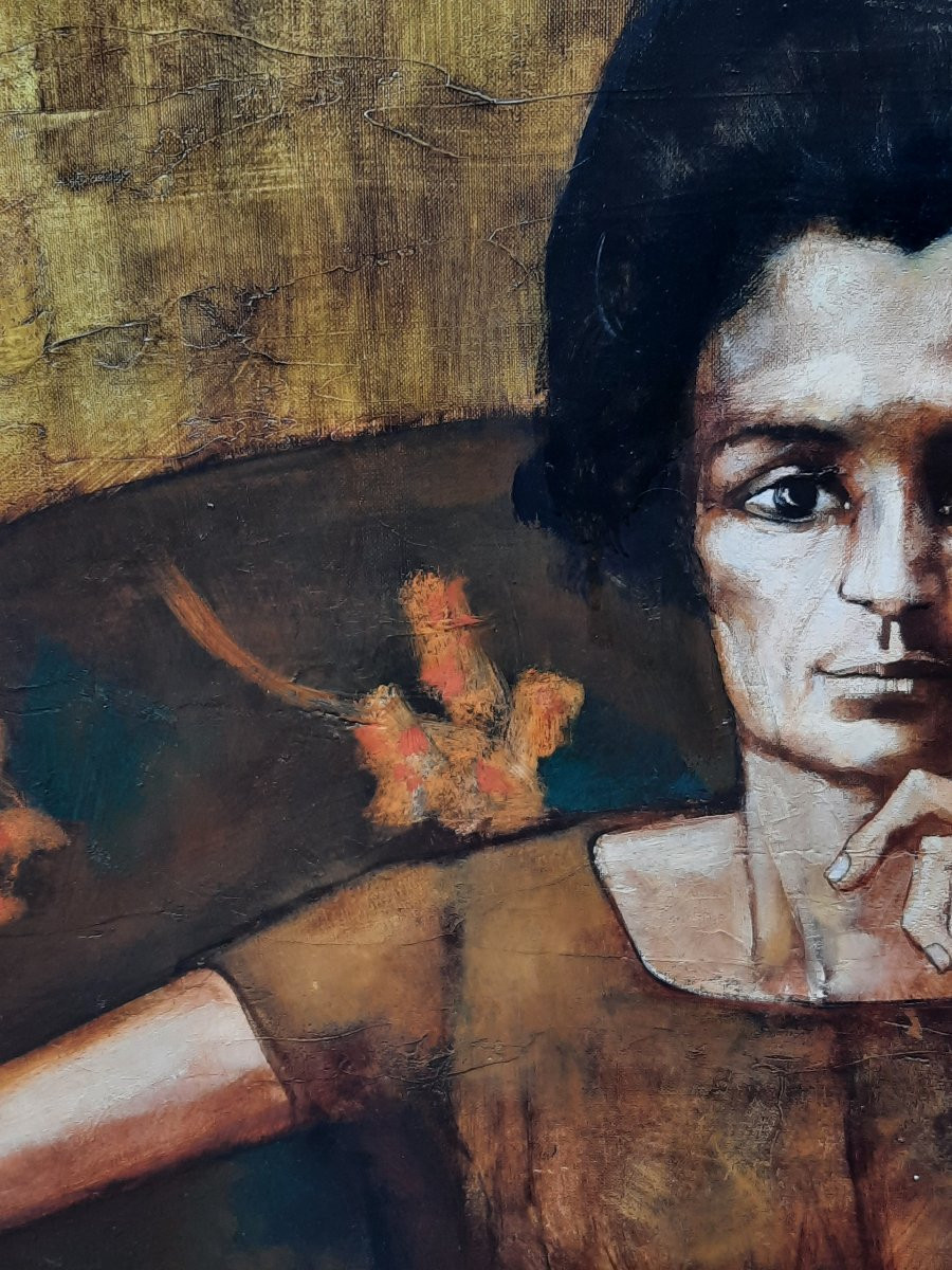 Pierre Laffillé (1938-2011) - Huile sur toile - Figure maternelle-photo-3