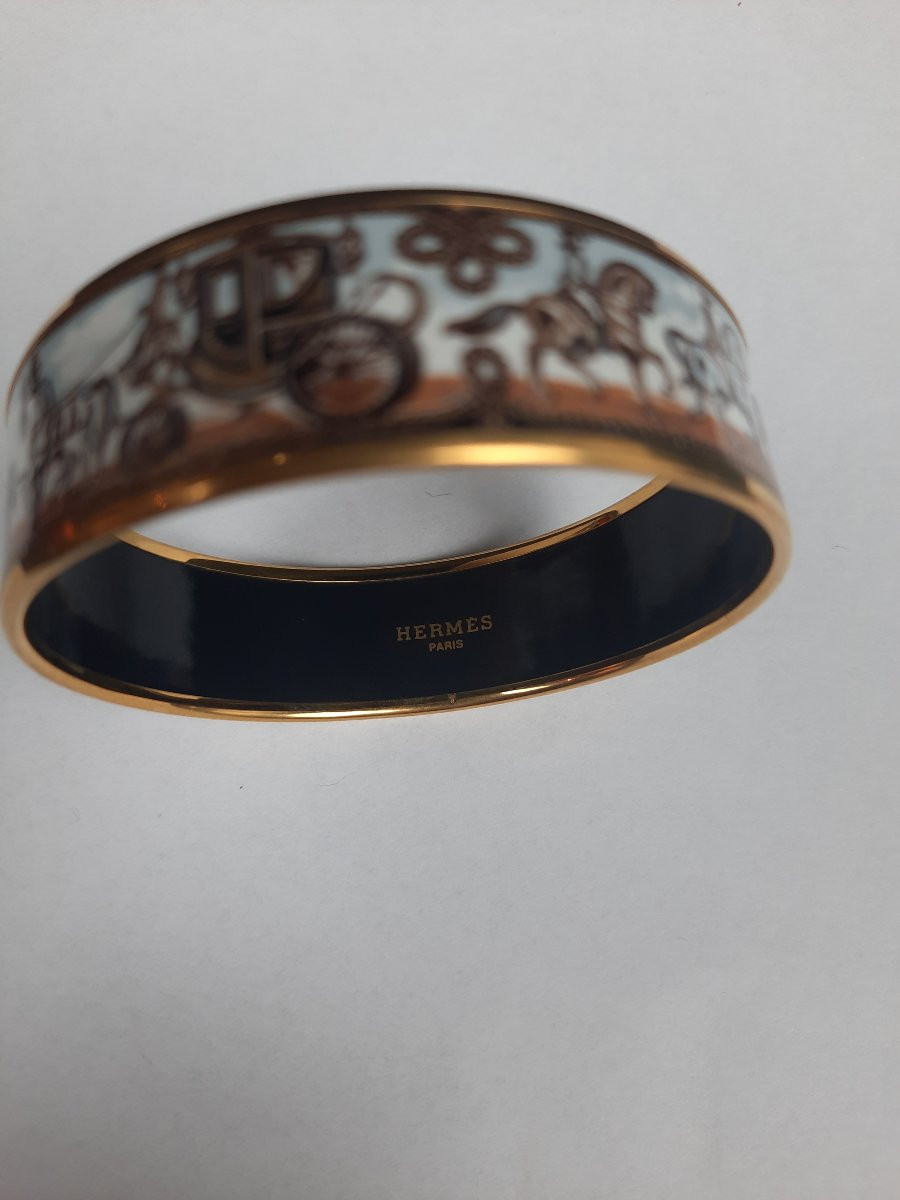 Hermès - Bracelet En Émail Motif Carrosse Cheval-photo-1