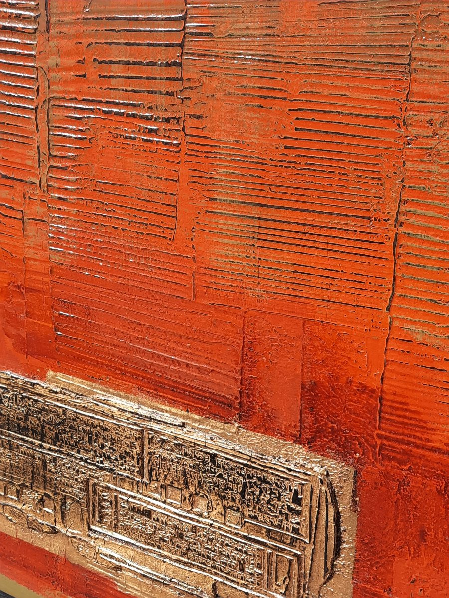 Huile sur panneau - Composition géométrique - Chine-photo-2