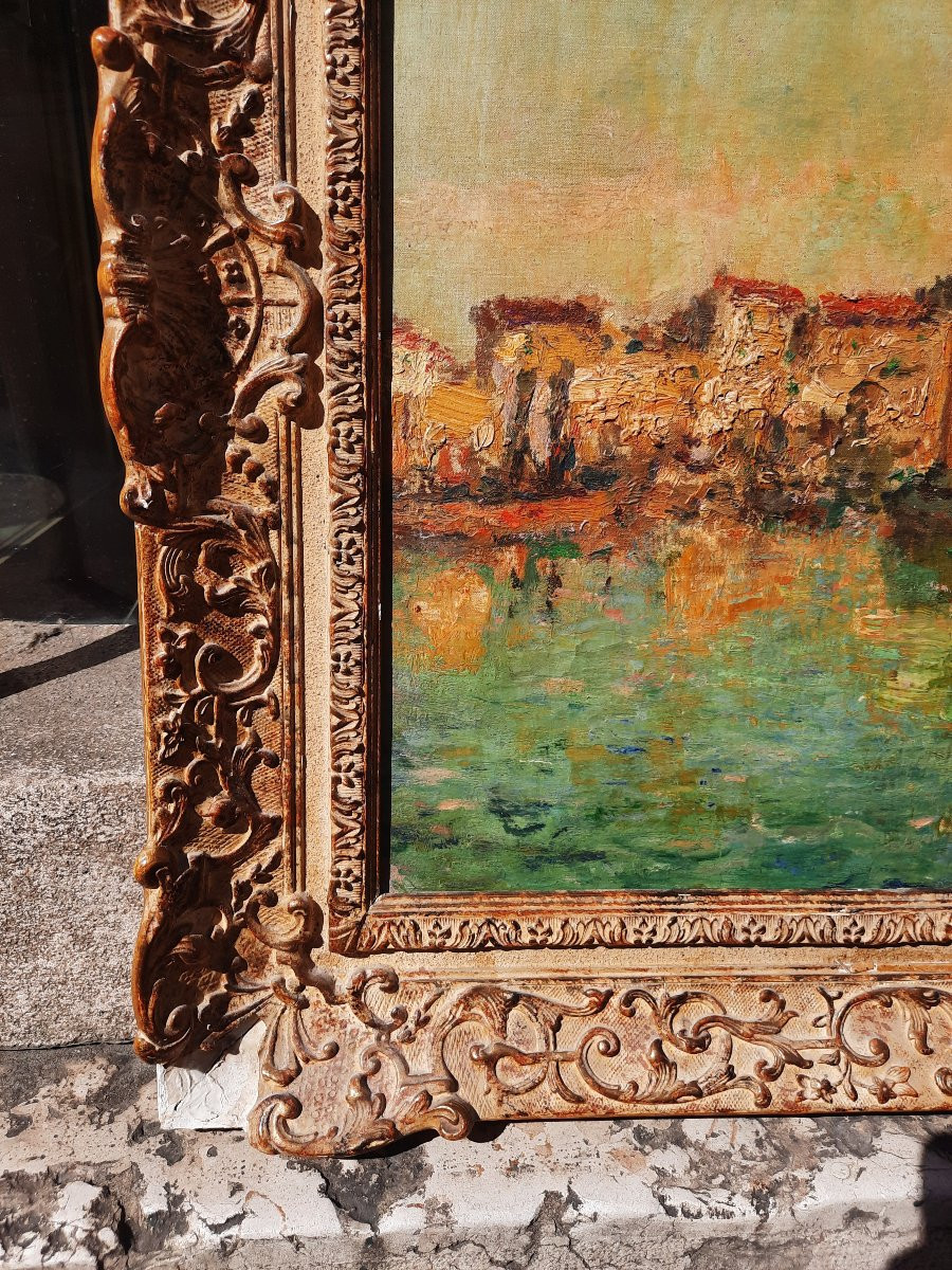 Julien Gustave Gagliardini (1846–1927) - Huile sur toile - Paysage de bord de mer -photo-1