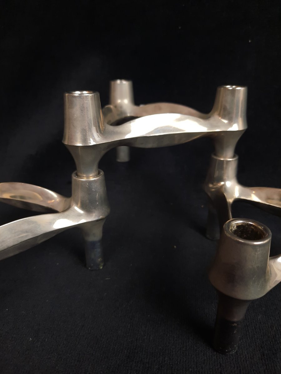 Fritz Nagel And Caesar Stoffi - Chrome-plated Metal Candle Holders-photo-4