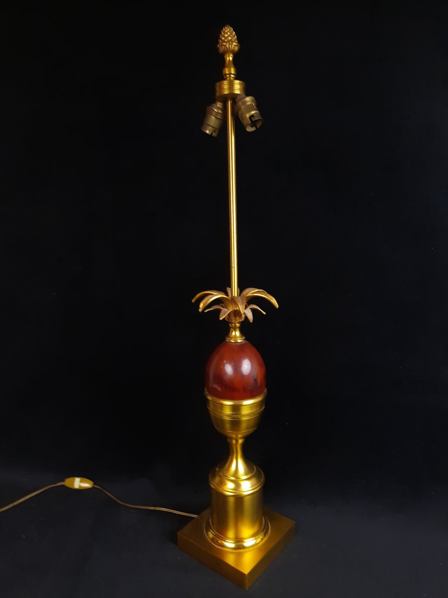 Lampe ananas en laiton doré dans le goût de la maison Charles-photo-2