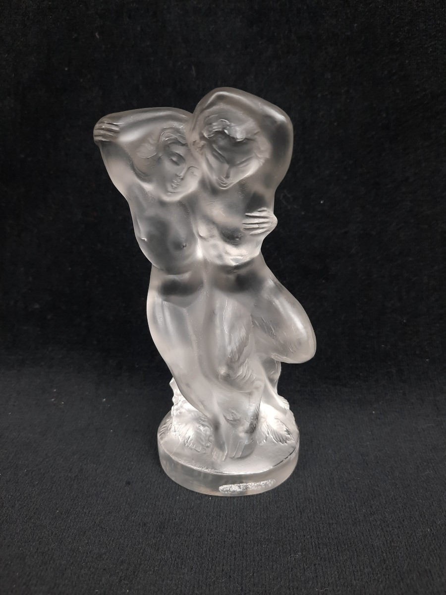 Lalique France - Sculpture en cristal - Pan et Diane