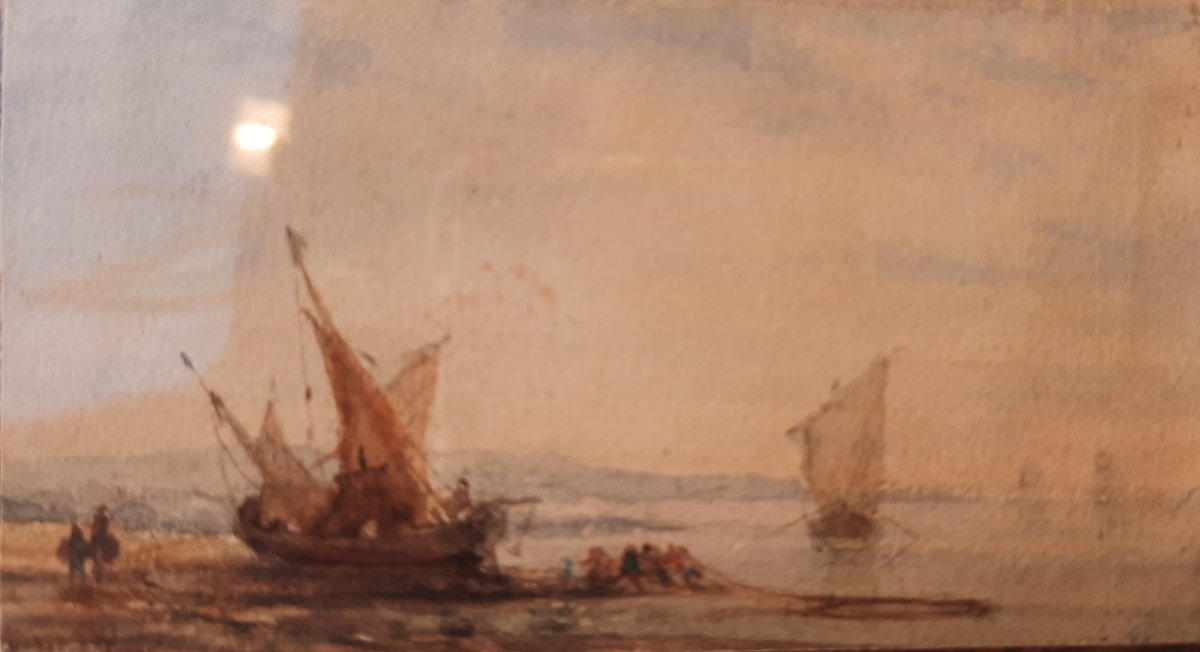 Hippolyte Garneray (1787–1858) - Watercolor On Paper - Triptych Of Landscapes-photo-2