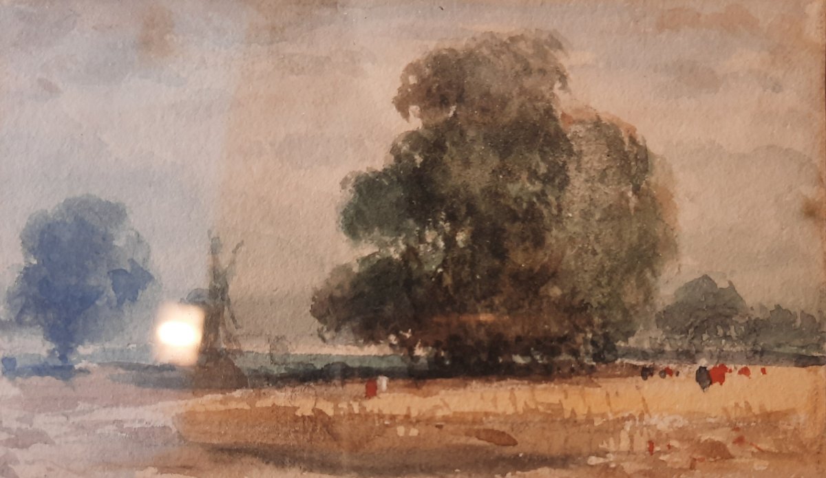 Hippolyte Garneray (1787–1858) - Watercolor On Paper - Triptych Of Landscapes-photo-4